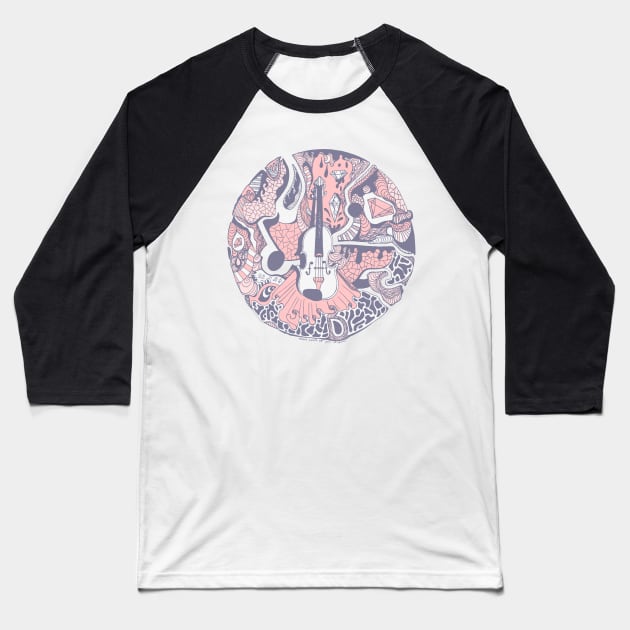 Npink Circle of Music Baseball T-Shirt by kenallouis